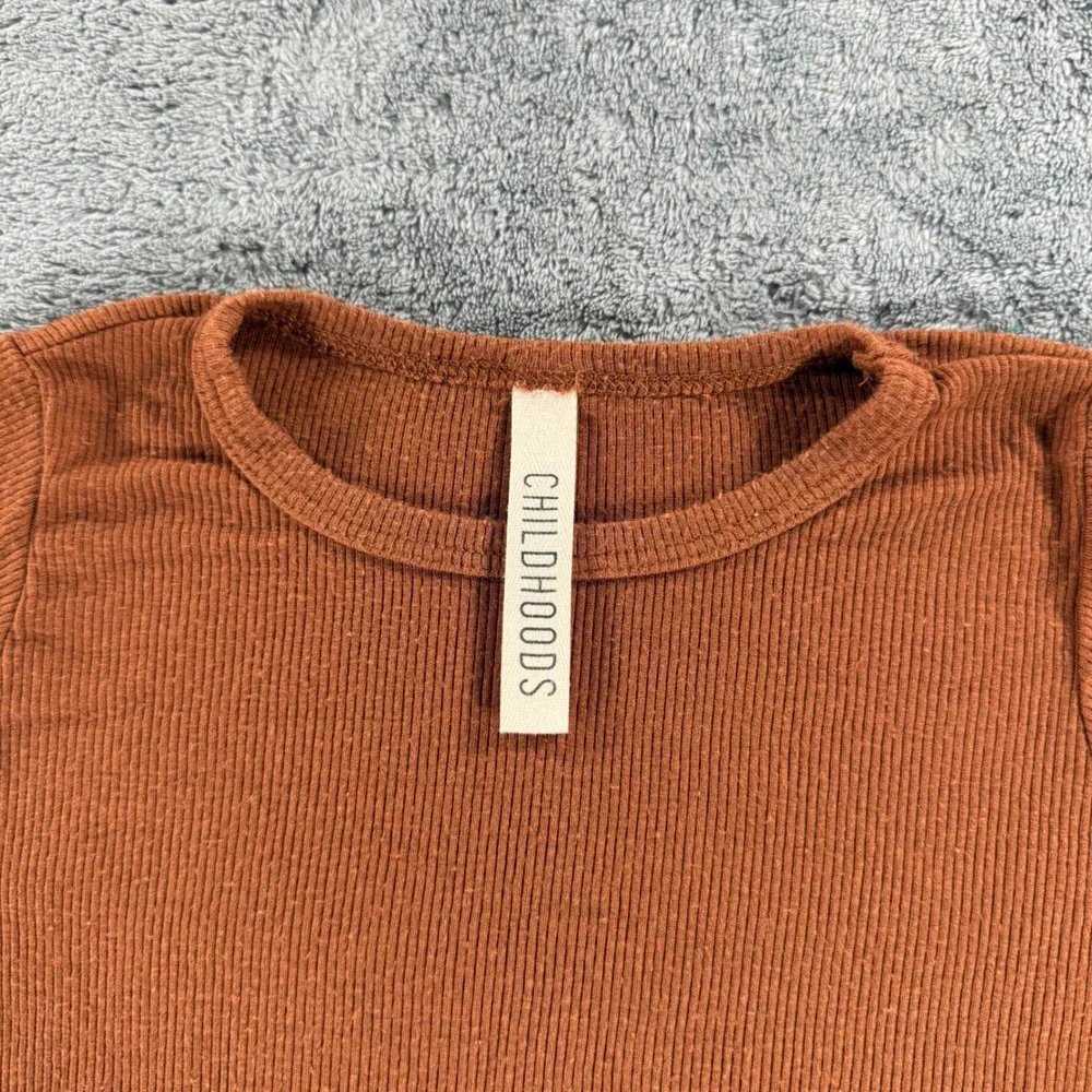 Childhoods Clothing Ribbed Tee Kids 3T Brown Good Short Sleeve Crew Neck
